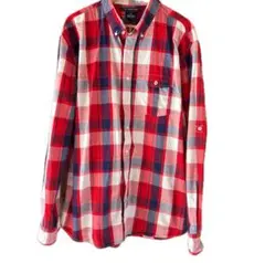 OLDNAVY 大きいサイズ　赤チェックシャツ　ボタンダウンシャツ　コットン