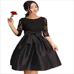 【大人気】残り１点！！【大人かわいい】刺繍レースワンピース 黒