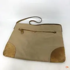 PRADA プラダ スエード コーナーパッチ キャンバス ショルダーバッグ
