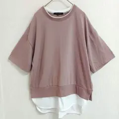 AQUAHISTORY フェイクレイヤードTシャツ半袖 モカブラウン Mのサムネイル