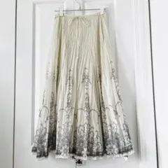 【最終価格】INGEBORG プリーツロングスカート　花柄　シフォンスカート