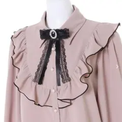 新品　ブローチ付配色フリル/BL