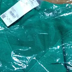 ★新品グリーン XLサイズ 長袖天編みカーディガン　グリーン