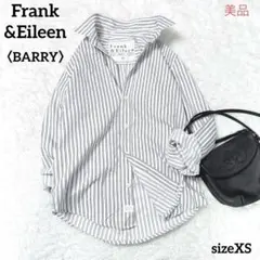 【美品】Frank&Eileenバリー　白×黒ストライプ柄　シワ加工長袖シャツのサムネイル