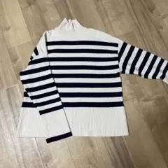 ZARAザラ　ボーダー モックネック 厚手ニット セーター