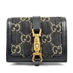 【未使用級品✨】GUCCI ジャッキー GG柄 二つ折り財布 デニム ブラック