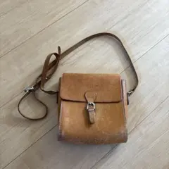 Courrèges ブラウンレザー ショルダーバッグ　ヴィンテージ レア