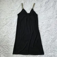 ザラ　ZARA　キャミワンピース　Ｌ　肩紐ビーズ刺繍　黒　パーティードレス