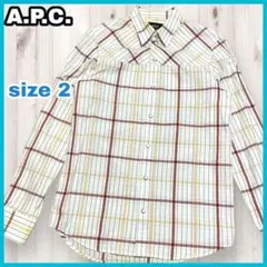 A.P.C. 長袖 チェック シャツ スナップボタン サイズ2 コットン100%のサムネイル