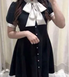 evelyn 半袖 ワンピース ミニワンピ ビックリボン OP ブラック