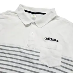 アディダスNEO ポロシャツ ボーダー 白 M ゴルフ