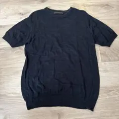 Mサイズ ダークブルー ブラックニットセーター