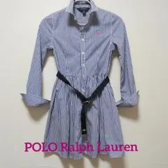 ≡PoloRalphLauren≡シャツワンピース140 紺白ストライプ 清楚