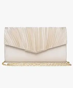 アイボリー プリーツデザイン パーティーバッグ