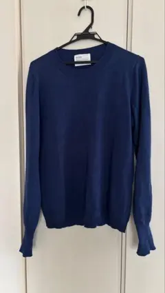 【カシミヤ混】ALLEGE（アレッジ）クルーネックニット ネイビー 1のサムネイル