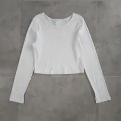 GU ジーユー リブクロップドT XLサイズ オフホワイト