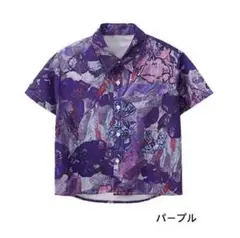 【新品/未使用】キッズアロハシャツ 130 男女兼用 イベント 旅行 お揃い 紫