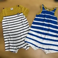 プチバトー ロンパース2点セット 12m/74cm