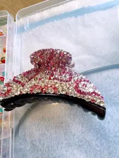 ビジュー装飾 ヘアクリップ ピンク系