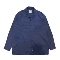 Dickies ディッキーズ　ワークシャツ　長袖　ネイビー　バイカー　Lサイズ