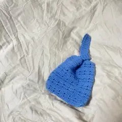 青色の編み物エコバッグ