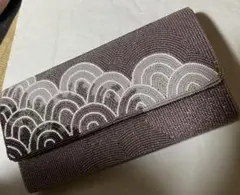 波模様ビーズ刺繍 紫色 和装用バッグ
