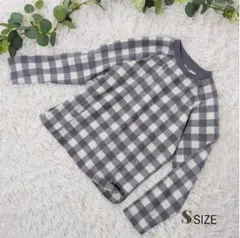 美品❗️ チェック柄 長袖トップス グレー Sサイズ 起毛 カジュアル