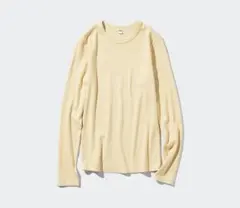 ソフトリブクルーネックt イエロー　UNIQLO
