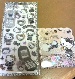 ギャル キティ 平成はっぴーフォン おはじきシール 黒 豹柄 2点　正規品