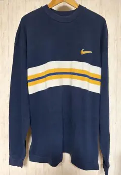 90年代 NIKE スウッシュ刺繍 ボーダー ロングスリーブTシャツ L