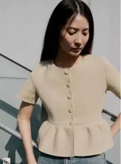 新品タグ付きZARA ペプラム ショートスリーブニットジャケット - メルカリ