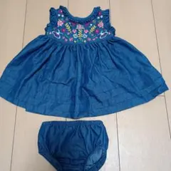 Bonnie Baby デニムワンピース 6-9M 花柄刺繍のサムネイル