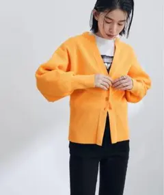 ADAM ET ROPE' キーネックフォルム ニット カーディガン