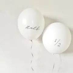 ハーフバースデー　ホワイト　風船2個セット　バルーン　筆記体　装飾　飾り　ベビー