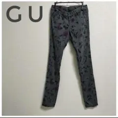 【美品】GU　S　ジーユー　 フラワープリント スリムフィットパンツ