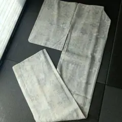 西陣　しょうざん　生紬　付け下げ小紋　橋　萩　クレマチス　証紙無し　少々難有り 西陣 しょうざん 生紬 付け下げ小紋 橋 萩 クレマチス 証紙無し 少々難