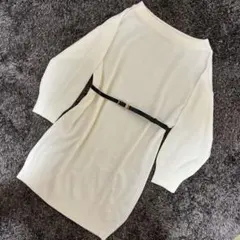 美品　Snidel オフホワイト クルーネック　ニットワンピース