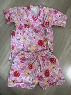 ピンク 花柄 甚平 95cm