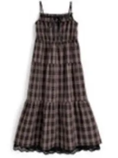 GRL チェック柄リボンフリルキャミソールワンピース　tu1790