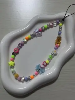 ビーズストラップ 携帯ストラップ♡ colorful リボン 蝶々 くま