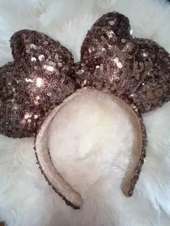 ミッキー型ブロンズスパンコールカチューシャ