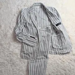 極美品 UNTITLED NALYA リネン混 ストライプ パンツスーツ M