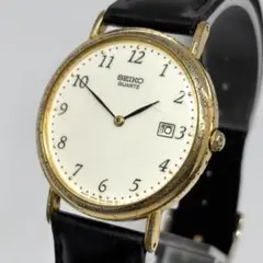 新品電池 稼働 SEIKO クオーツ ドレスウォッチ デイト ヴィンテージ 時計のサムネイル