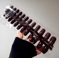 ブラックコーヒー　ワンカラーネイルチップ　ショートフラット