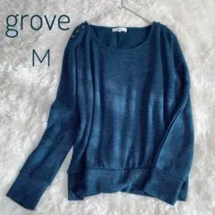 未使用品 grove Mラメニット セータートップスグリーン きれいめ