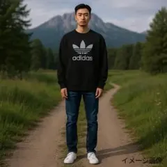 【超オーバーサイズ】アディダスオリジナルススウェット　黒 メンズ3XL古着