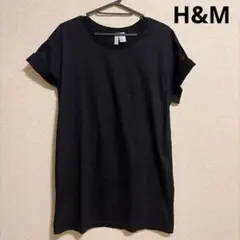 H&M DIVIDED ロング丈半袖Tシャツ ブラック Sサイズのサムネイル