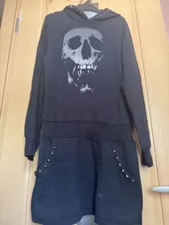 ヒステリックグラマー ロングパーカー スカルベリー スタッズ ワンピース 黒 中古・古着通販】Hysteric Glamour (ヒステリックグラマー) スカル