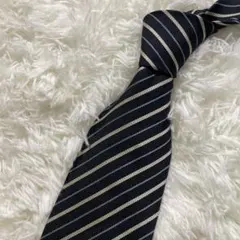 【極美品】Les Mues ネクタイ ネイビー ストライプ シルク 9.5cm幅