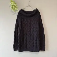 クミキョク［L］大人ナチュラル◎ふわふわ◎アルパカ×羊毛◎ケーブル編みニット